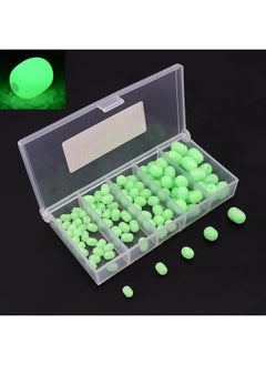 اشتري OriGlam 100pcs Soft Plastic Luminous Glow Fishing Beads, Plastic Oval Shaped Beads Round Beads Fishing Lures, Green Sea Fishing Bead Fishing Tackle Floating Tools Eggs في الامارات