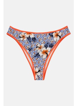 Buy Women Floral Print Bikini Bottom, Lavender/Orange Combo in UAE