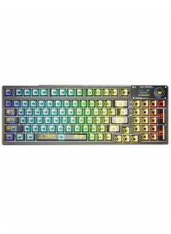 اشتري F98 Pro Wireless Mechanical Keyboard with Transparent Keycaps, Hot-swappable, Pre-lubed Crystal Switch, Gasket Structure, RGB Backlit, OLED Screen,BT5.0/2.4G/USB-C Wired Computer Keyboard في الامارات