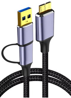 Buy Micro B To USB Cord Divided Into USB3.0 To Type C Female Adapter And Type C To Micro B Nylon Braided Cable Hard Drive Cable To Usb in Saudi Arabia