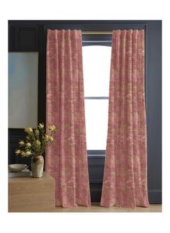 Buy Printed Curtains Semi Leather 1Piece-Pink-140x280 cm in Egypt