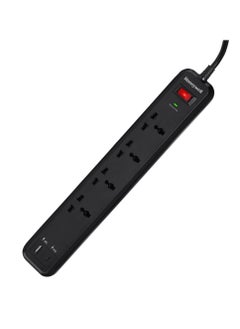 اشتري Honeywell Surge Protector, Master Switch, 4 Universal Sockets, 15000Amp, 2 Meter Cord, Device Secure Warranty, Automatic Overload Protection,3 Year Warranty في الامارات