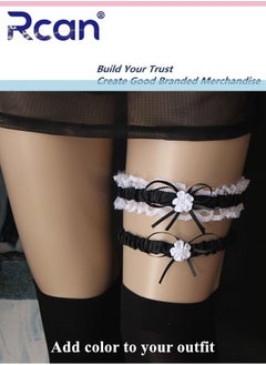 اشتري 2 Pack Lace Garter Bows Wedding Bridal Garter Fashion Leg Accessories Leg Rings for Girls and Women في السعودية