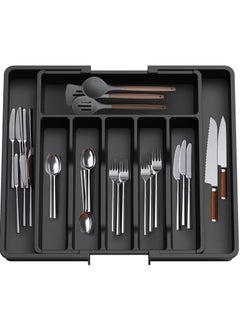 Buy Expandable Adjustable Cutlery Drawer Organizer, Utensil Kinfe Trayanna, Silverware and Flatware Holder, Closet Cutlery Tray for Spoons Forks Knives, in UAE