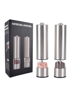 Buy Automatic Salt and Pepper Grinder Set, Electric Peppercorn Grinders, Battery Operated Mill, 2 Pack, Stainless Steel & Ceramic With Lights, Refillable, Electrical, One Handed, Adjustable Coarse Level in UAE