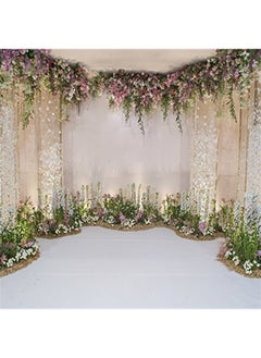 اشتري 8x8ft Photography Background Wedding Ceremony Backdrop Marriage Engagement Celebration Flower Blossom Arch Door 3D Hall Decoration Sequins Shine Flower Photo Portrait Vinyl Studio Prop في الامارات