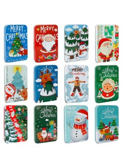 اشتري 12 Pcs Christmas Gift Card Tin Boxes For Christmas Greeting Cards, Christmas Metal Tin Small Gift Boxes With Lids For Xmas Stocking Stuffers Party Favors,Christmas Holiday Gift Box Set في السعودية