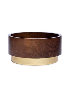 اشتري Cassia Round Bowl, Walnut & Gold - Large في الامارات