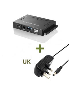 اشتري USB 3.0 to SATA IDE Hard Drive Reader/Adapter, Hard Drive Adapter Cable Converter for Universal 2.5/3.5 Inch SATA and IDE HDD, 2.5 Inch SSD, 5.25-Inch DVD-ROM/CD-ROM/CD-RW/DVD-RW/DVD+RW في السعودية