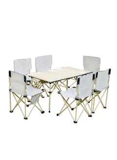 اشتري Portable Camping Folding Chairs and Tables Set with Carrying Bag Beige (7) في الامارات