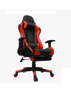 Buy Swivel leather video gaming chair with armrest and lumbar support, Red-Black in Saudi Arabia