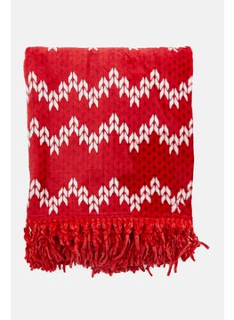 Buy Allover Print Plush Throw 127 x 152 cm, Red/White in Saudi Arabia