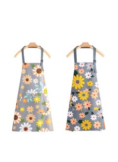 اشتري Kitchen Aprons for Women 2 Pack Adjustable Waterproof Cooking Apron with Pockets Chef Aprons for Kitchen Baking Gardening BBQ في السعودية