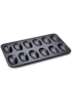 Buy Nonstick Madeleine Pan 12 Cavity Heavy Duty Shell Shape Madeline Pans, Nonstick Carbon Steel Cookie Cake Scone Pan Baking Mold for Oven Baking Black in UAE