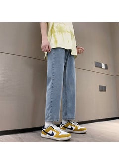 اشتري Straight-Leg Jeans Men 2024 Spring Loose Korean Style Light blue في السعودية