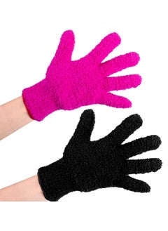 اشتري 4 Pairs Microfiber Gloves, Hair Dye Pink Gloves For Salon Supplies, Reusable Cleaning, Mitt Hairstylist Color 2pcs Black and 2Pcs في السعودية