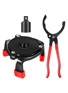 Buy 3 Piece Oil Filter Wrench Set 12 Inch Adjustable Oil Filter Plier 2.36-3.74 In 3 Jaw Oil Filter Wrench Removal Tool with 1/2 Inch Adapter 3/8 Inch Square Drive Socket for Car Motorcycle in UAE