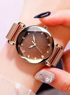 Buy Stainless Steel Mesh Quartz Wristwatch for Women Waterproof Casual Luminous Watch for Fashion Dress in UAE