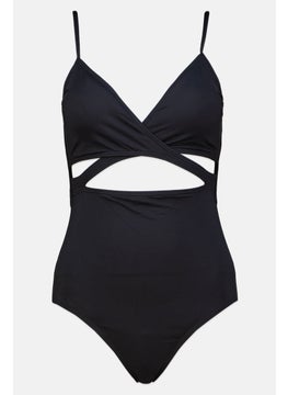 Buy Women Swimwear Plain One Piece, Black in UAE