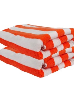 اشتري COMFY SOFT HOTEL QUALITY SET OF 2 BEACH TOWEL ORANGE & WHITE في الامارات