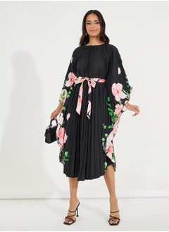 Buy Floral Print Pleated A-Line Midi Dress in Saudi Arabia