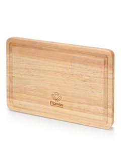 اشتري Cutting Board Rubber 40cm Wood for Chopping Meat Vegetables Fruits Cheese Knife Friendly Serving Tray with Juice Groove and Thick في الامارات