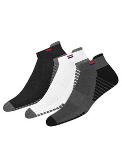 اشتري NAVYSPORT Men's Low Cut Athletic Cotton Cushion Ankle Socks with Sports Tab for Running, Gym, Training, Casual Wear, Pack of 3 (Free Size, Multicolored) في الامارات