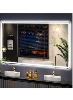 Buy LED bathroom mirror, vanity mirror with front and backlight, infinitely dimmable double wall mirror, anti-fog 3-color illuminated vanity mirror in Saudi Arabia