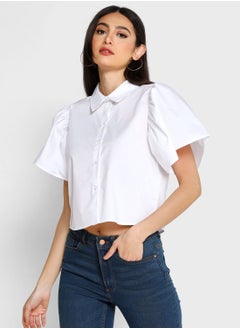 Buy Button Down Crop Shirt in UAE