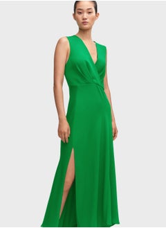 Buy Surplice Neck Side Slit Dress in UAE