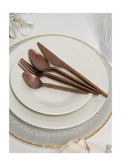 Buy Luke 24-Piece Matte Cutlery Set, Copper in UAE