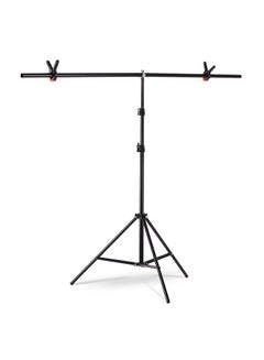 Buy Andoer 1.5 * 2m/4.9 * 6.5ft T-Shape Backdrop Stand Background Bracket Kit Aluminum Alloy Material Heavy Duty Portable Adjustable Height for Photography Video Studio with Spring Clip Black in UAE