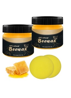 Buy Beeswax Furniture Polish, 2 Pcs Wood Seasoning Beeswax with 2 Pcs Sponges for Furniture Wood Wax, All-Purpose Wood Floor Protector, Protect Dining Table, Floor Doors, Chairs Cabinets in UAE