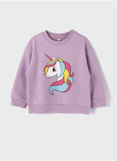 اشتري Crew Neck Long Sleeve Printed Baby Girl Sweatshirt في مصر