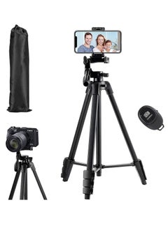 Buy Tripod Flexible, 130cm Extendable Mobile Tripod Stand with Wireless Remote and Clip,Universal Aluminum Alloy Tripod for Video Selfie, Recording,Travel Camera Tripod Lightweight in Saudi Arabia