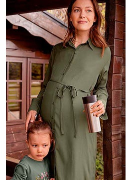 اشتري Maternity Plain Midi Dress, Light Olive في الامارات