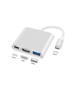 Buy 3 in 1 USB C to HDMI 4K Adapter, Type C Hub Adapter with USB C Charging Port, USB 3.0 Port Compatible with MacBook/Surface Book 2/Chromebook Pixel/Dell XPS13 in Egypt