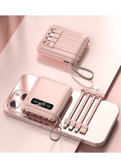 اشتري Digital display charging treasure is compact and portable with four USB cables 10000 mAh universal mini mobile power supply for all mobile phones and tablets (pink) في السعودية