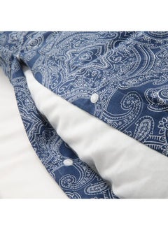 Buy Duvet cover and pillowcase, dark blue/white, 150x200/50x80 cm in Saudi Arabia