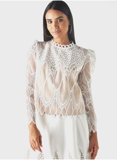 Buy Puff Sleeve Mesh Top in UAE