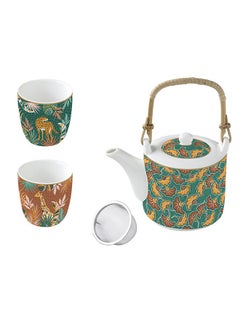Buy Namibia Teapot with 2 Cup Set, Multicolour - 600 &160 ml in UAE