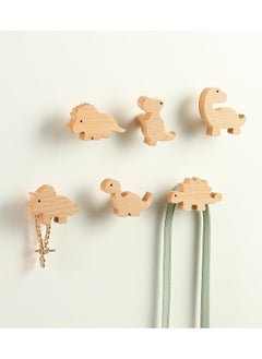 Buy 6PCS Wooden Wall Hook, ecorative Wall Hooks Nursery Wall Hooks Dinosaur Coat Hooks Natural Wood Hooks Kids Room Hooks Creative Wall Hooks for Nursery Classroom Bedroom Playroom Living Room Decorations in UAE