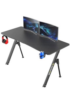 Buy Professional Gaming Desk 140cm, Anti-Slip And Water-Resistant Surface, Made From High-Quality Carbon Steel, Equipped With Cup Holder And Headset Hook, Supports Up To 100kg in Saudi Arabia