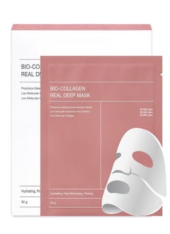 Buy real deep mask Bio collagen pack of 4 each 34g,Hydrating facial sheet ,Pore minimizing collagen , firming and korean hydrating overnight. in UAE