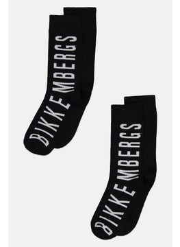 اشتري Men 2 Pair Embroidered Logo Tennis Socks, Black/White في السعودية