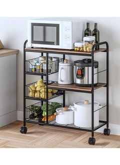 اشتري Kitchen Rack Receiving Moving Trolley with Landing Wheels Multi-Layer Microwave Oven Vegetable Storage Bowls and Pots Rack في الامارات