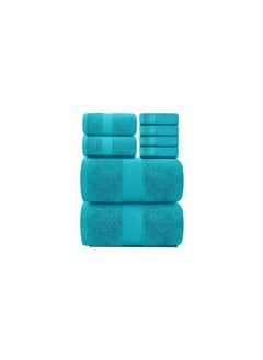 اشتري COMFY CLASSIC 8 PIECE HOTEL QUALITY AQUA BLUE 600GSM COMBED COTTON GIFT TOWEL SET في الامارات