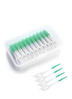 Buy Dual-Use Interdental Brushes, 160 Pcs Dual-Use Silicone Dental Picks, with Storage Case, Dental Tooth Flossing (Green) in Saudi Arabia