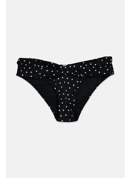 Buy Women Polka Dot Bikini Bottom, Black and White in Saudi Arabia