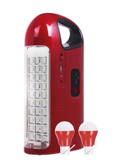 Buy Rechargeable LED Lantern with 2 Pcs 5w LED Bulb 2 in 1 Combo Pack SEL-727B (Red-Black) in UAE